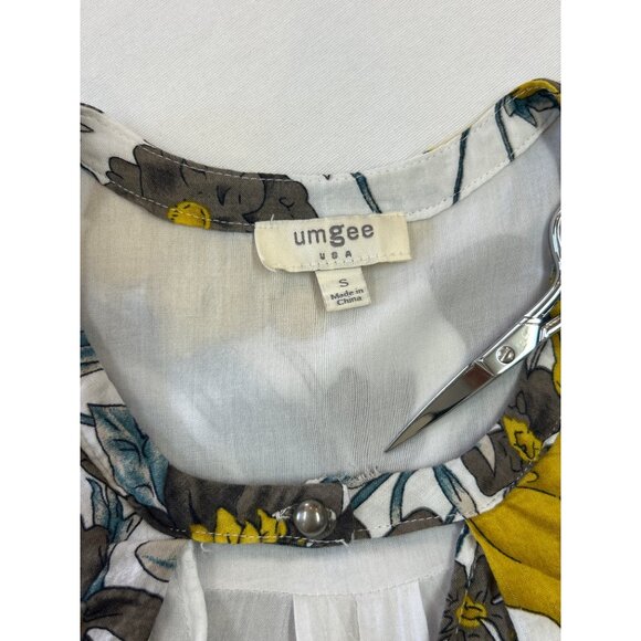 Umgee Floral Print Sleeveless Tunic Mini Dress Womens S Yellow Gray Teal - Picture 8 of 11